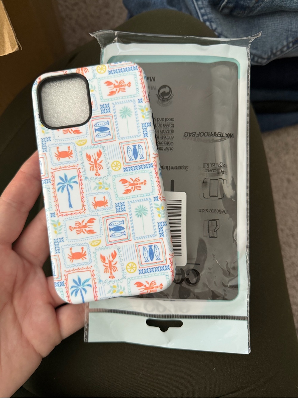 NEW iPhone 12 Pro Nautical Pattern White Phone Case with Coral and Blue Accents